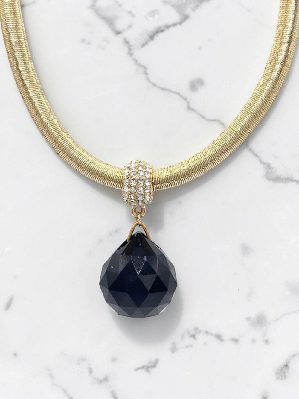 Save The Queen Gold-Tone and Black Crystal Necklace